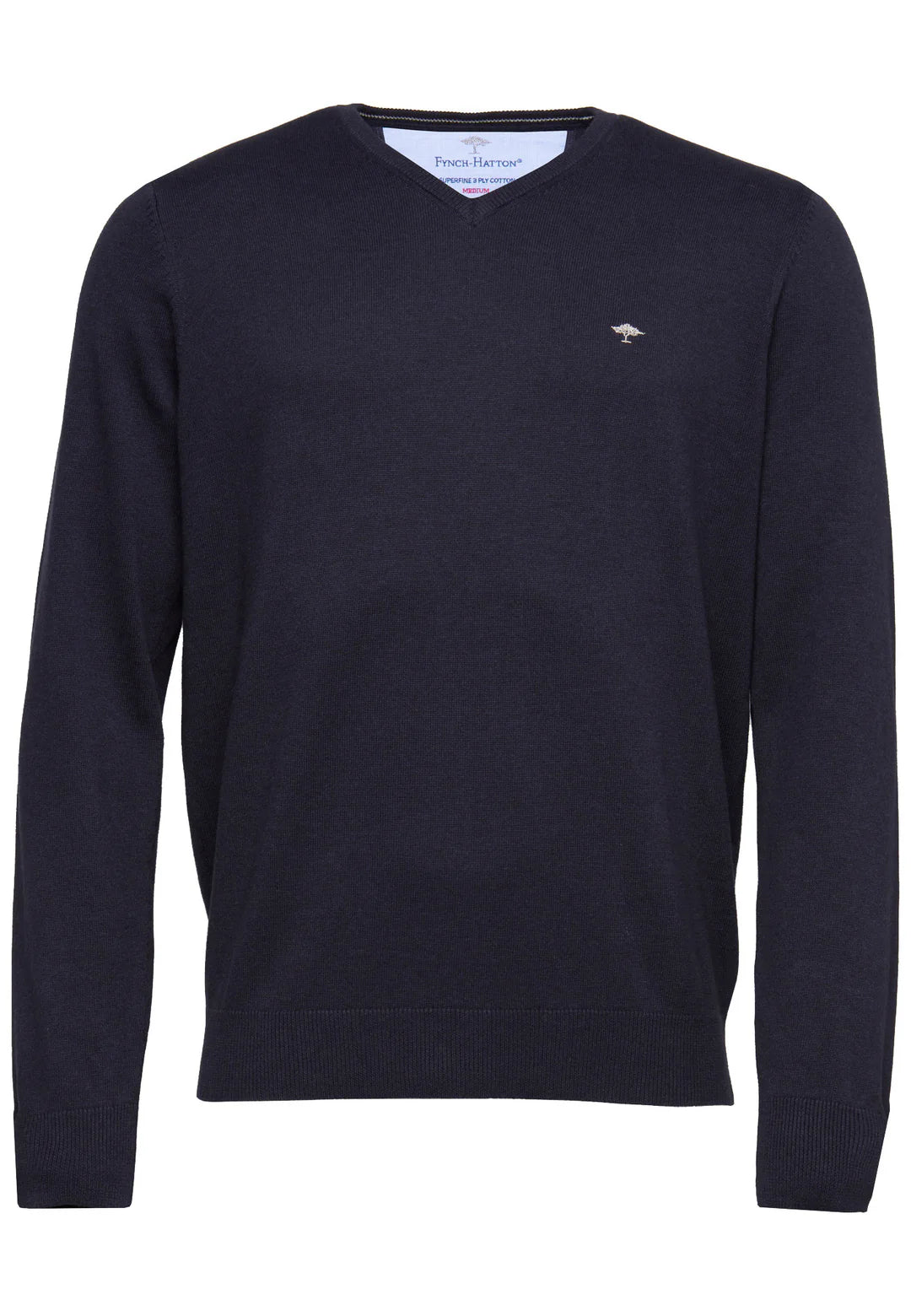 Fynch Hatton FINE KNIT JUMPER WITH V-NECK Navy