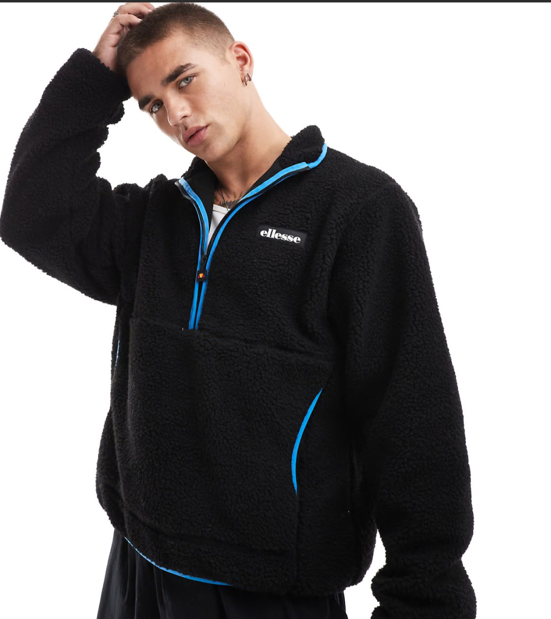 ellesse Maracuta quarter zip sweat in black