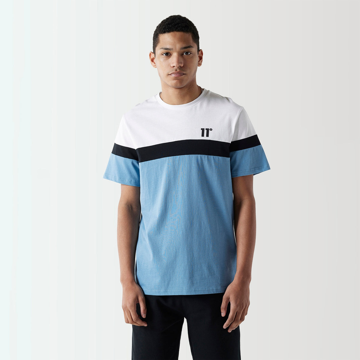 11 Degrees Triple Panel T-Shirt - Shadow Blue / White / Black