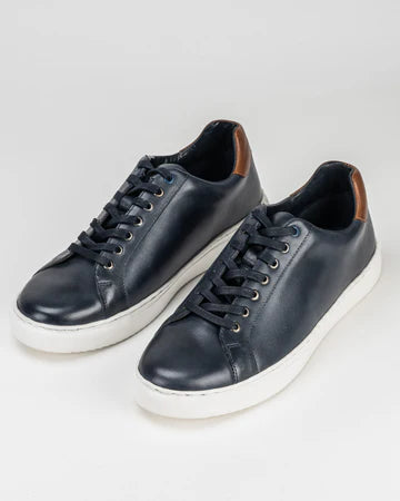 Sloane Mens Bolt Leather Trainers Navy