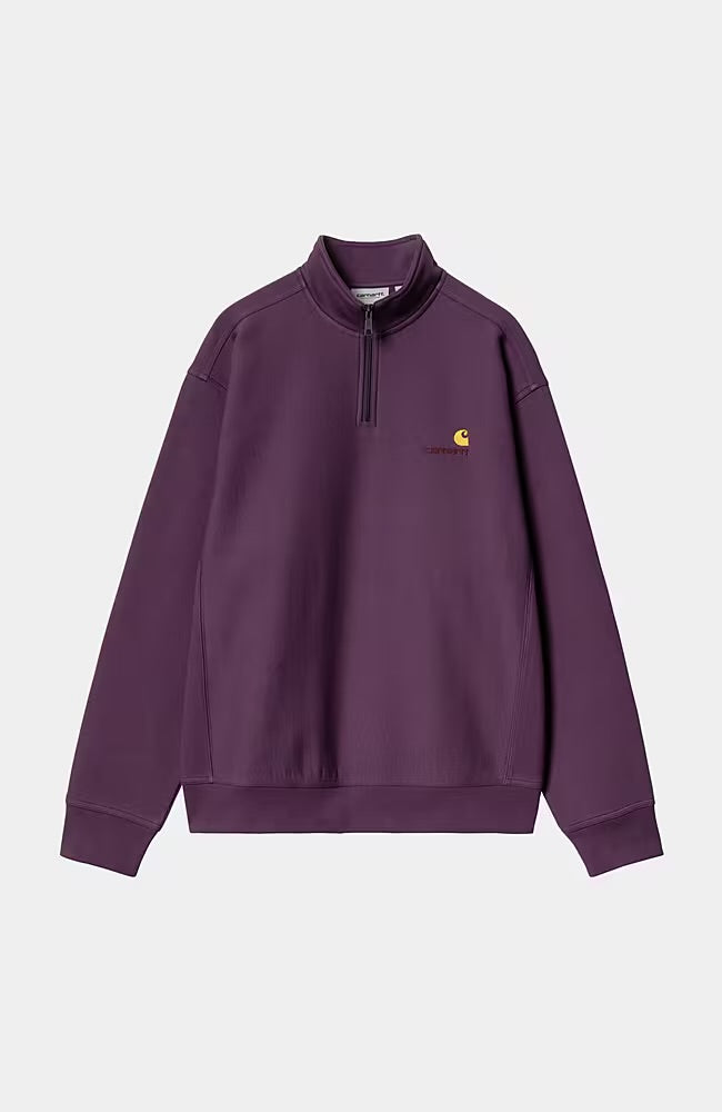 Carhartt Wip Half Zip American Script Sweatshirt Egplant purple