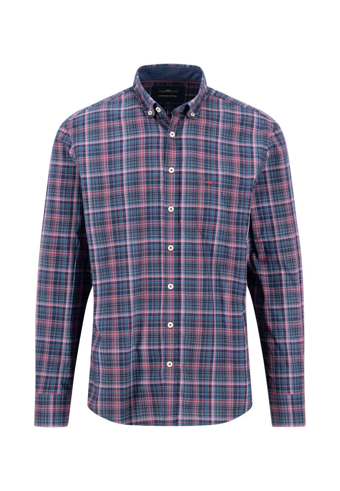 Fynch Hatton Check shirt Ruby Red /pink/ Navy