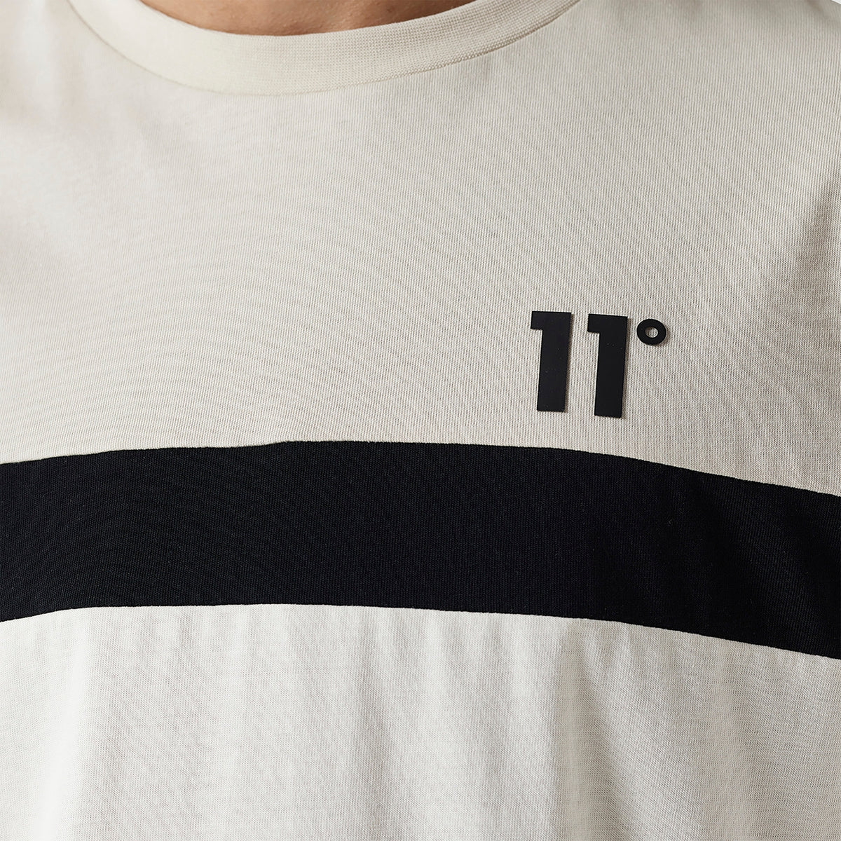 11 Degrees Triple Panel T-Shirt - Stone / Black / Coconut