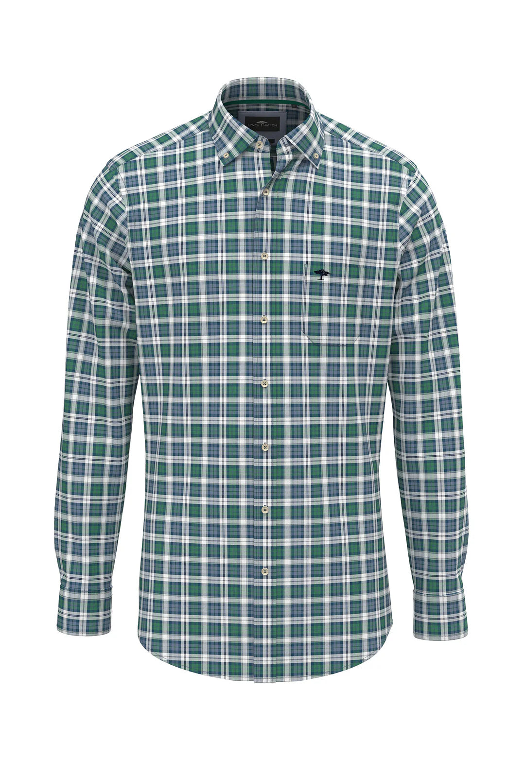 FYNCH-HATTON
Plaid cotton shirt with button-down collar and long sleeves Green/Navy