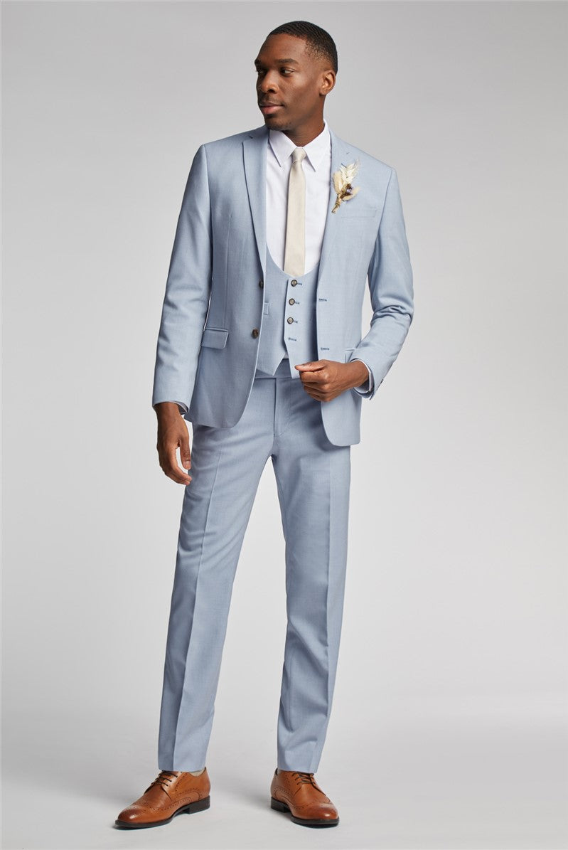 White label cloud blue three piece slim fit suit