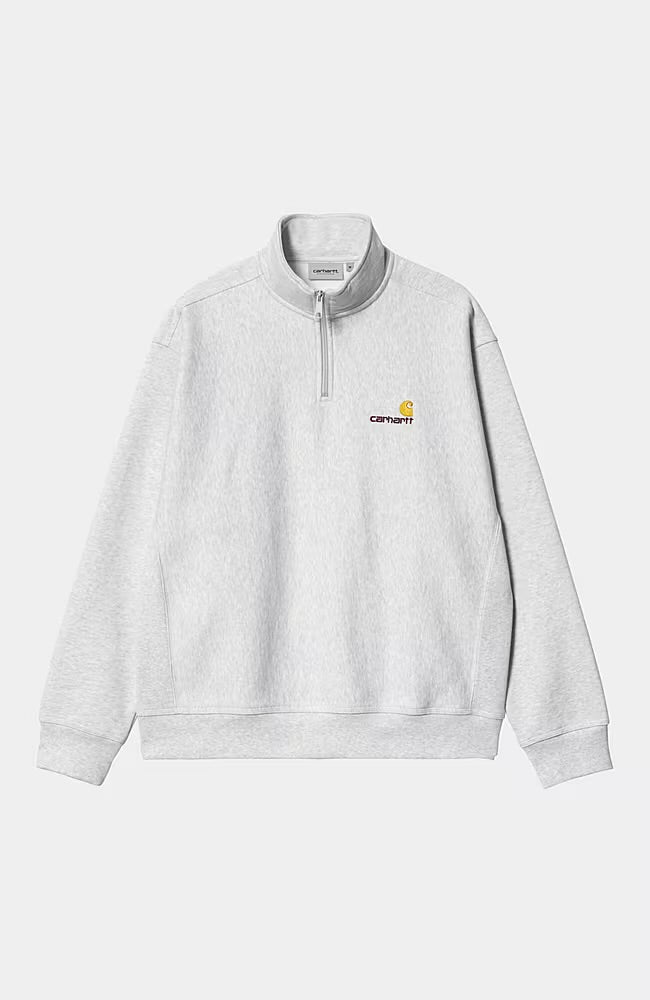 Carhartt Wip Half Zip American Script Sweatshirt Ash Grey