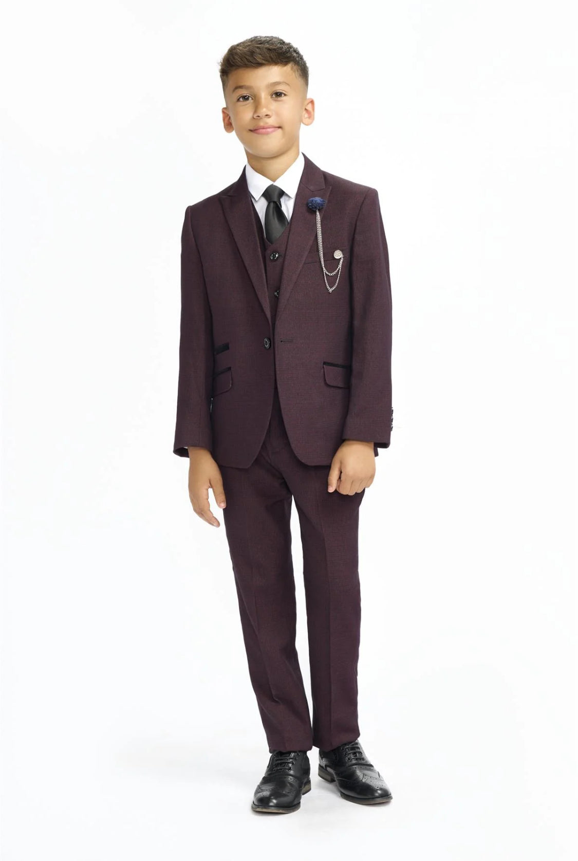 House of Cavani Cardi Boys Wine 3pice Suit