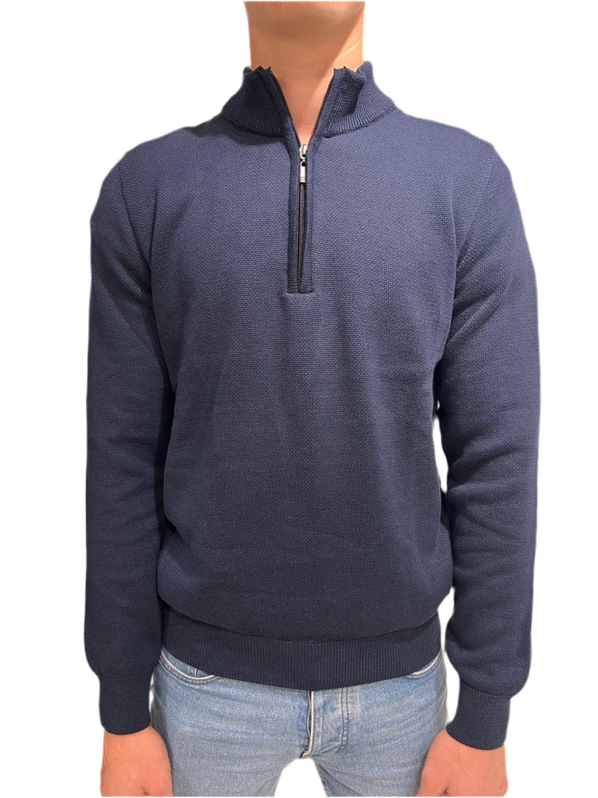 White Lable Mens Jumper Zip White Label Taylor Grey\Navy