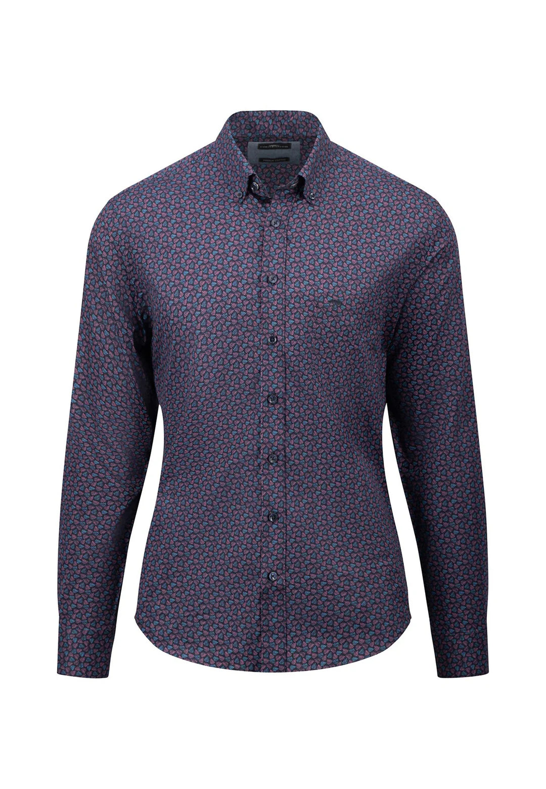 Fynch Hatton CASUAL COTTON SHIRT WITH A FASHIONABLE PRINT LOOK Teal/ purple